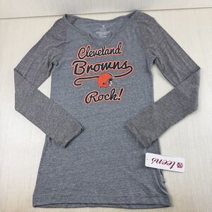 Cleveland Browns Shirt Long Sleeve Girls Teen Med (7/9) Gray NFL Team Apparel